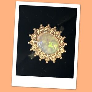 Elegant Opal and Crystal Rhinestone Women's Ring